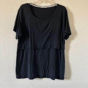 SMALLSHOW Overlay Maternity Tshirt Women’s XL Black Pullover Casual Everyday